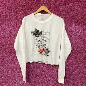 Pink Floyd The wall White Long Sleeve Crop Top size Large